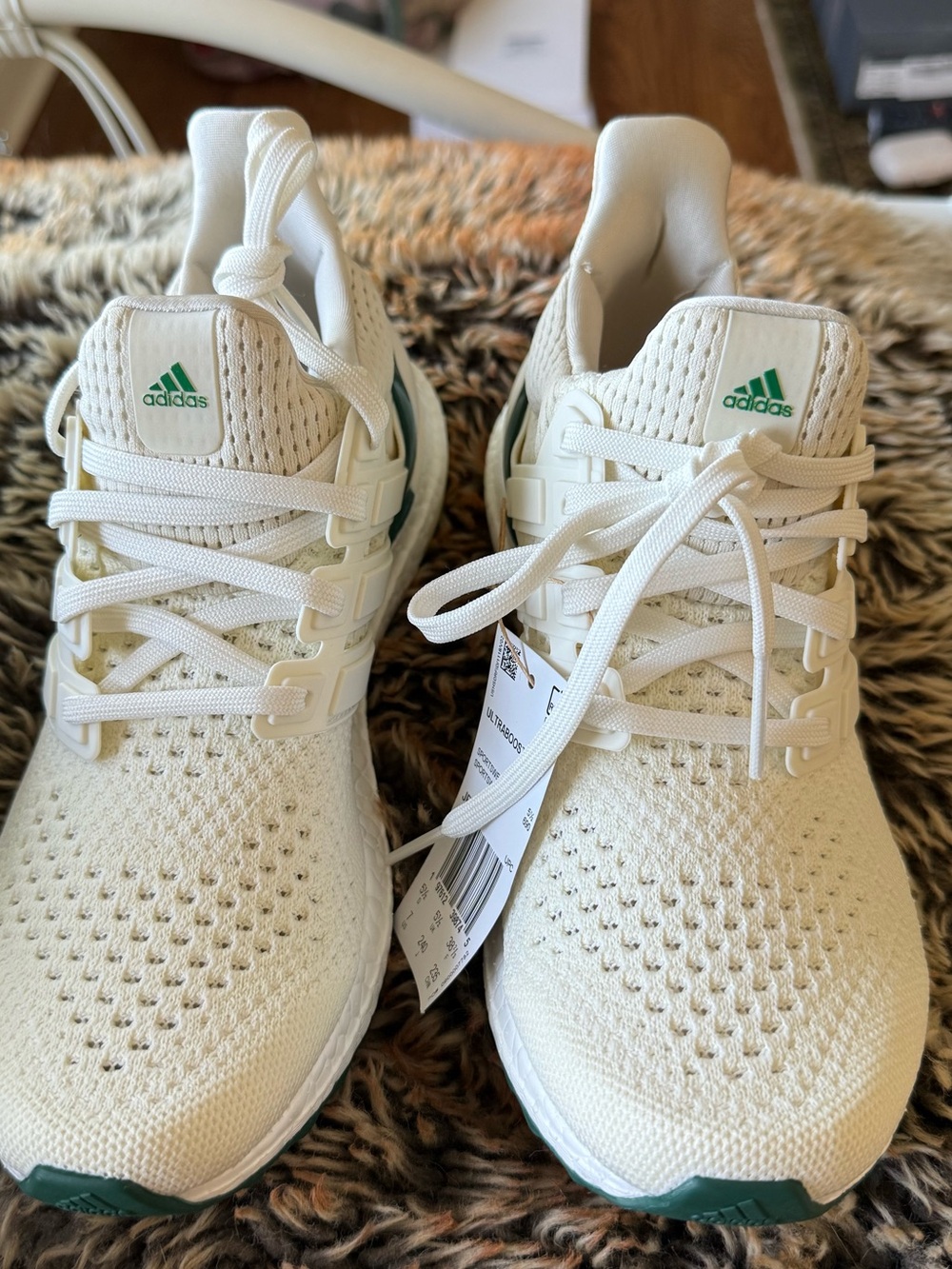 Adidas Cream & Green Ultraboost Sneakers